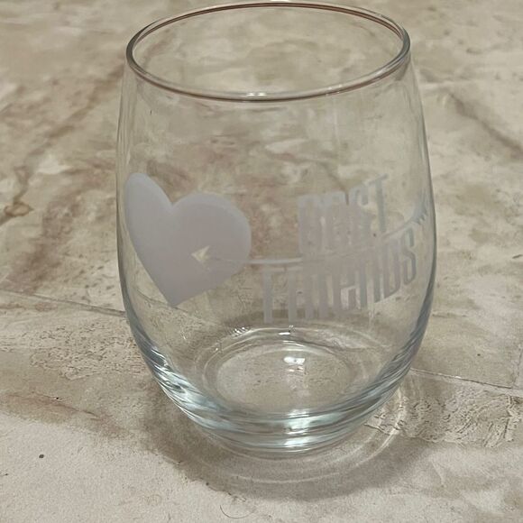 Etched Glass "Best Friends" Stemless Wine Glass - Picture 9 of 10